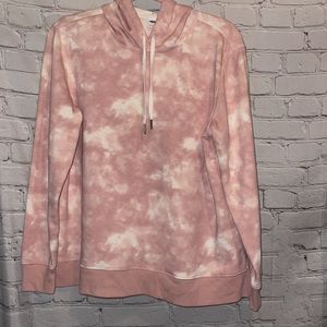 Old Navy Pink and White Tie Dye Hooded Size Large Long Sleeve Sweatshirt